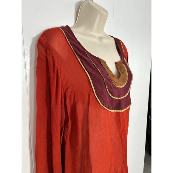 Lucky Brand Women's Beaded Tunic Orange Size Medium - Picture 2 of 10